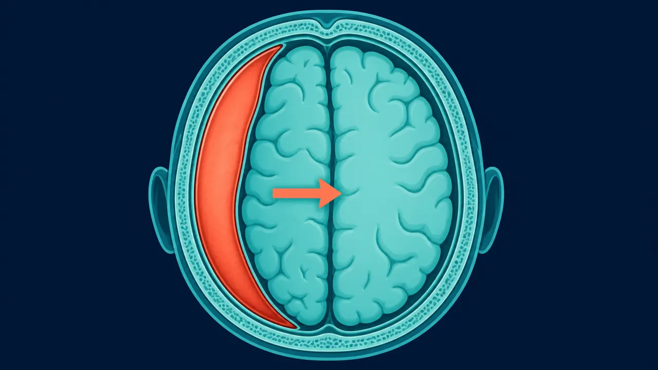 Diagrama de hematoma subdural en forma de media luna — Dr. Carlos Mendoza, Querétaro